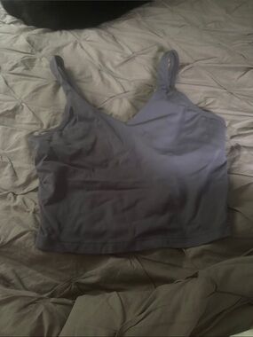 Grey Stretchy V-Neck Cropped Tank